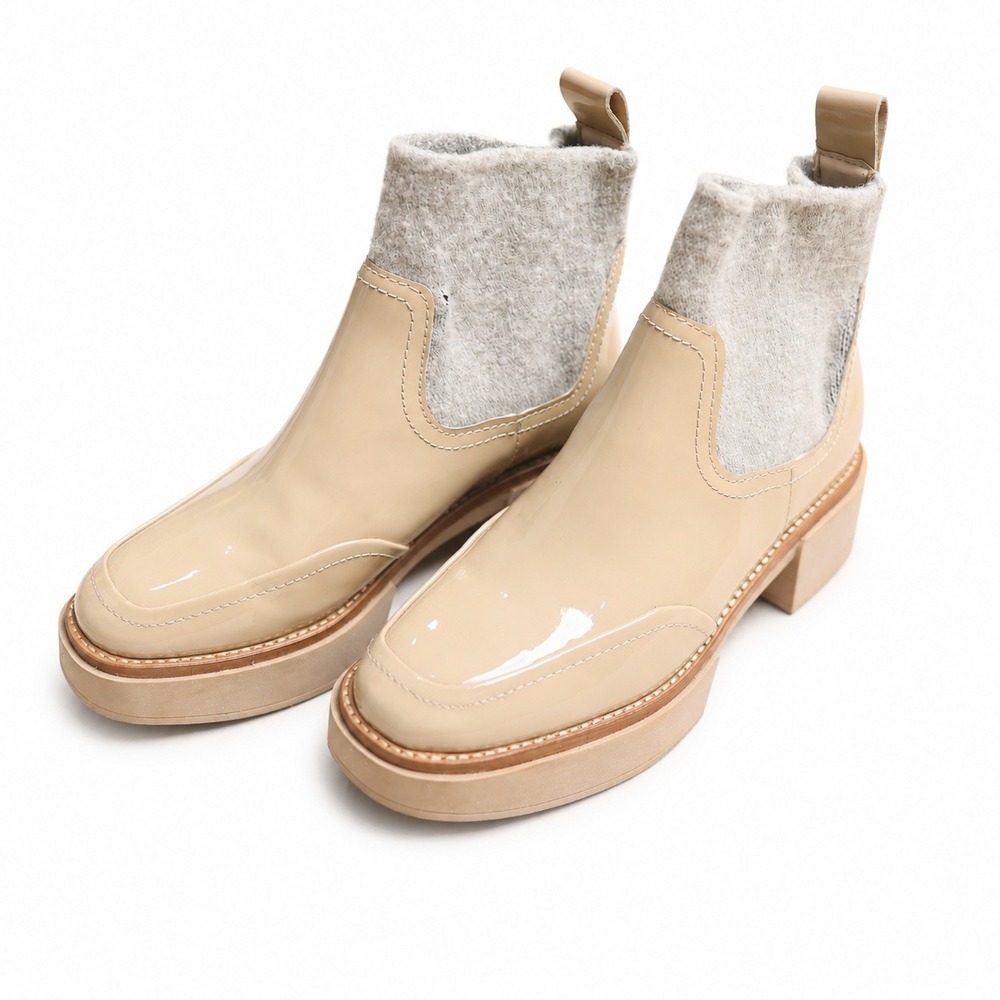 Dolce Vita Tropic H2O Ivory Patent Chelsea Rain Boots Waterproof Womens 7.5